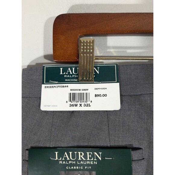 NWT LAUREN Ralph Lauren Pants Men 36x32 Gray Classic Fit Ultraflex Performance - Picture 7 of 9